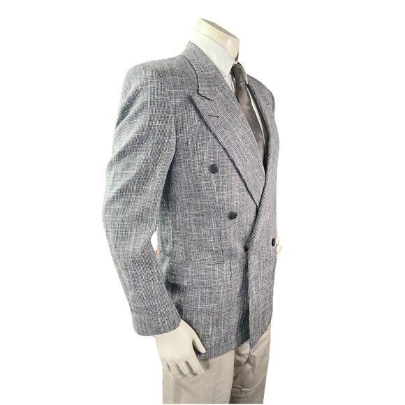 Vintage Bachrach Blazer 38R Double Breasted Prince of Wales Check - Picture 5 of 12